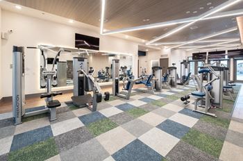 2-Story, tech advanced fitness center with cardio and strength training equipment